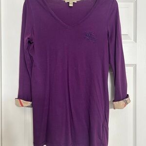 Burberry Brit Purple V-Neck Long Sleeve Top